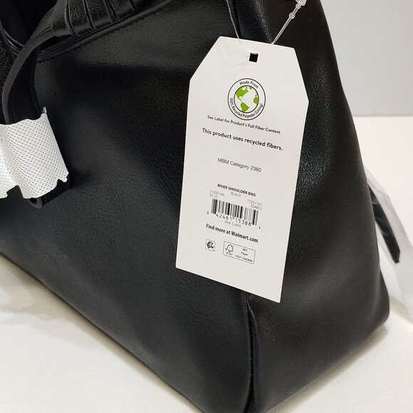 Time & Tru River Shoulder Bag Boho Med Faux Leather Zipper Pockets Gold Accents - Picture 6 of 12